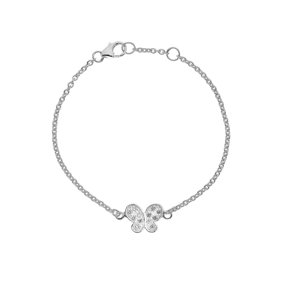 Sterling Silver Butterfly Bracelet with White Enamel | The Silver Place